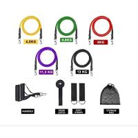 Kit Elásticos Extensores Pilates Elástico Alongamento Musculação Com 11 Peças