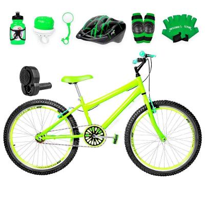 Bicicleta Masculina Aro 24 Aero + Kit Premium Verde Claro