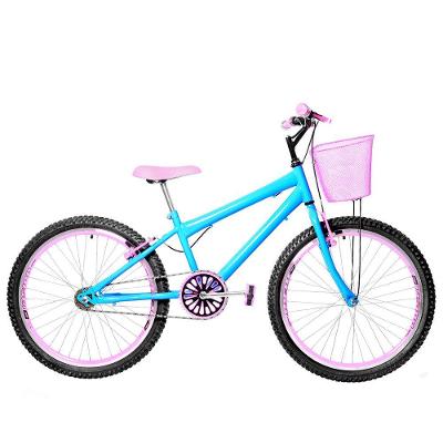 Bicicleta Feminina Aro 24 Aero Cor Azul Claro E Rosa