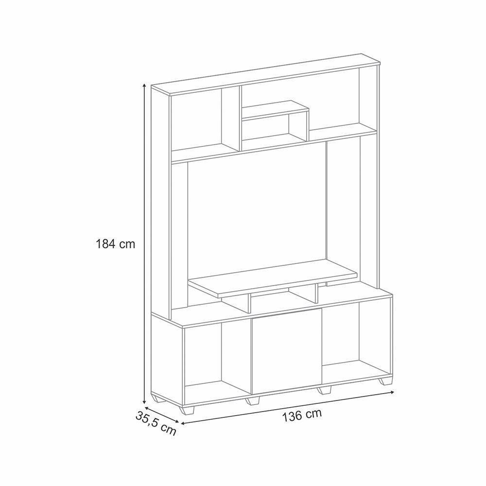 Estante Hb Com Aplique Em Mdf E Mdp De 15 Mm E 25 Mm Milla Nature/off White - 5