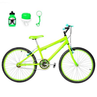 Bicicleta Aro 24 Alumínio Colorido + Kit Passeio Verde Claro