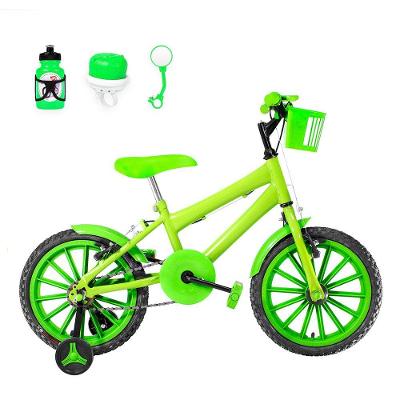 Bicicleta Infantil Aro 16 Nylon + Kit Passeio Verde Claro