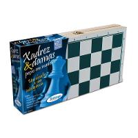 Xadrez e Damas - Estojo e Peças Em Madeira - 2