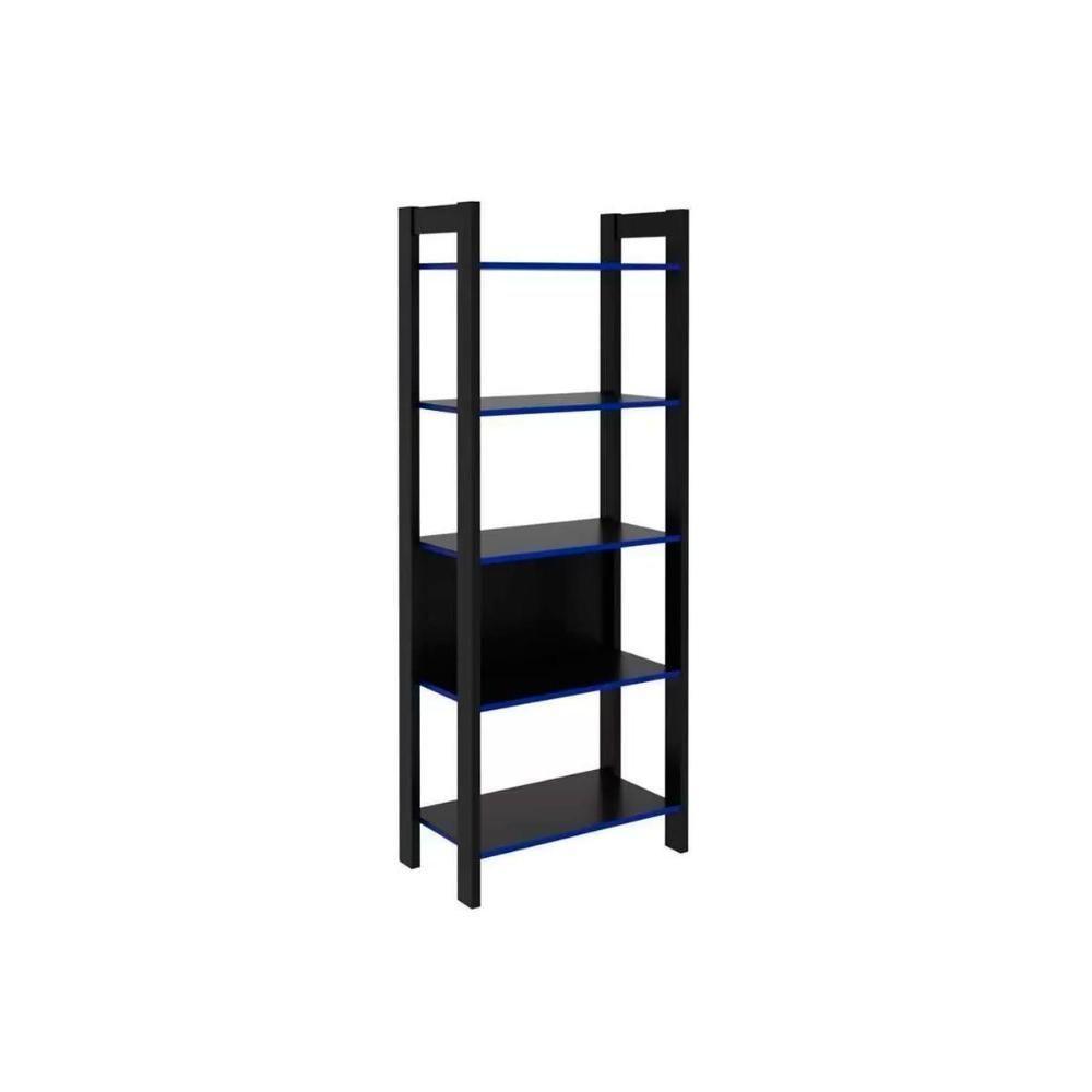 Multiuso Quarto Juvenil Me4166 C- 5 Prateleiras Preto-azul - Tecno Mobili - 1