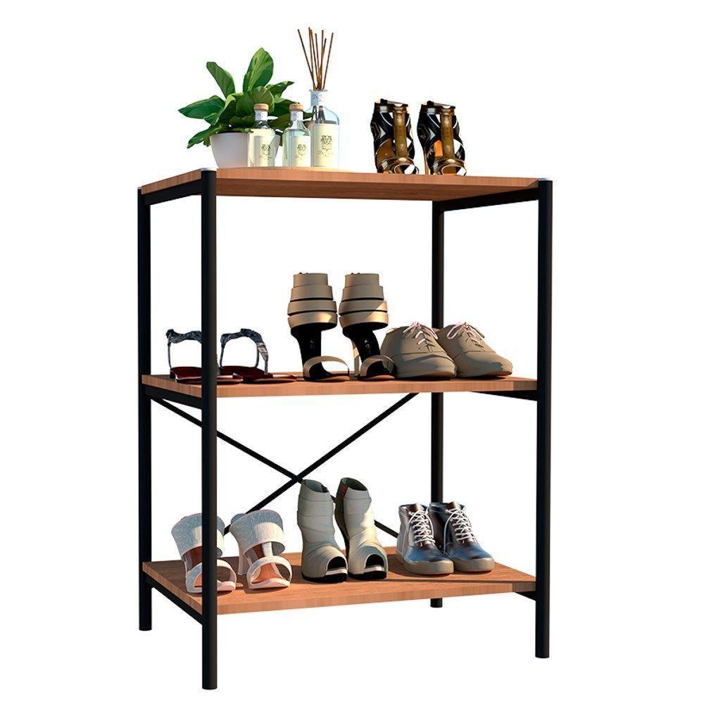 Sapateira Multiuso 60cm 3 Prateleiras Preto - 1
