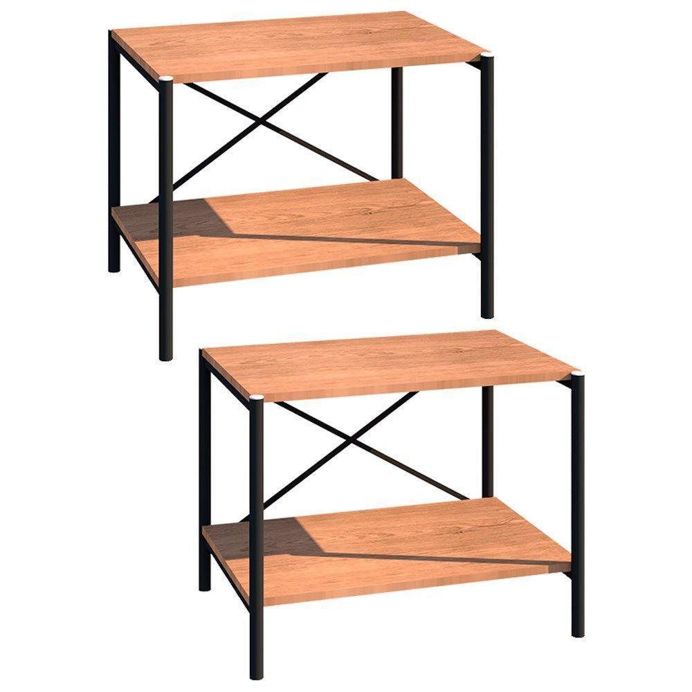 Kit 02 Sapateiras Multiuso 60cm 2 Prateleiras Preto - 1