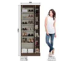 Sapateira 01 Porta Com Espelho 06 Prateleiras Duetto Henn Castanho Hp - 4