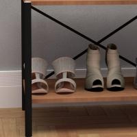 Sapateira Multiuso Padova 60cm 2 Prateleiras Preto - 2