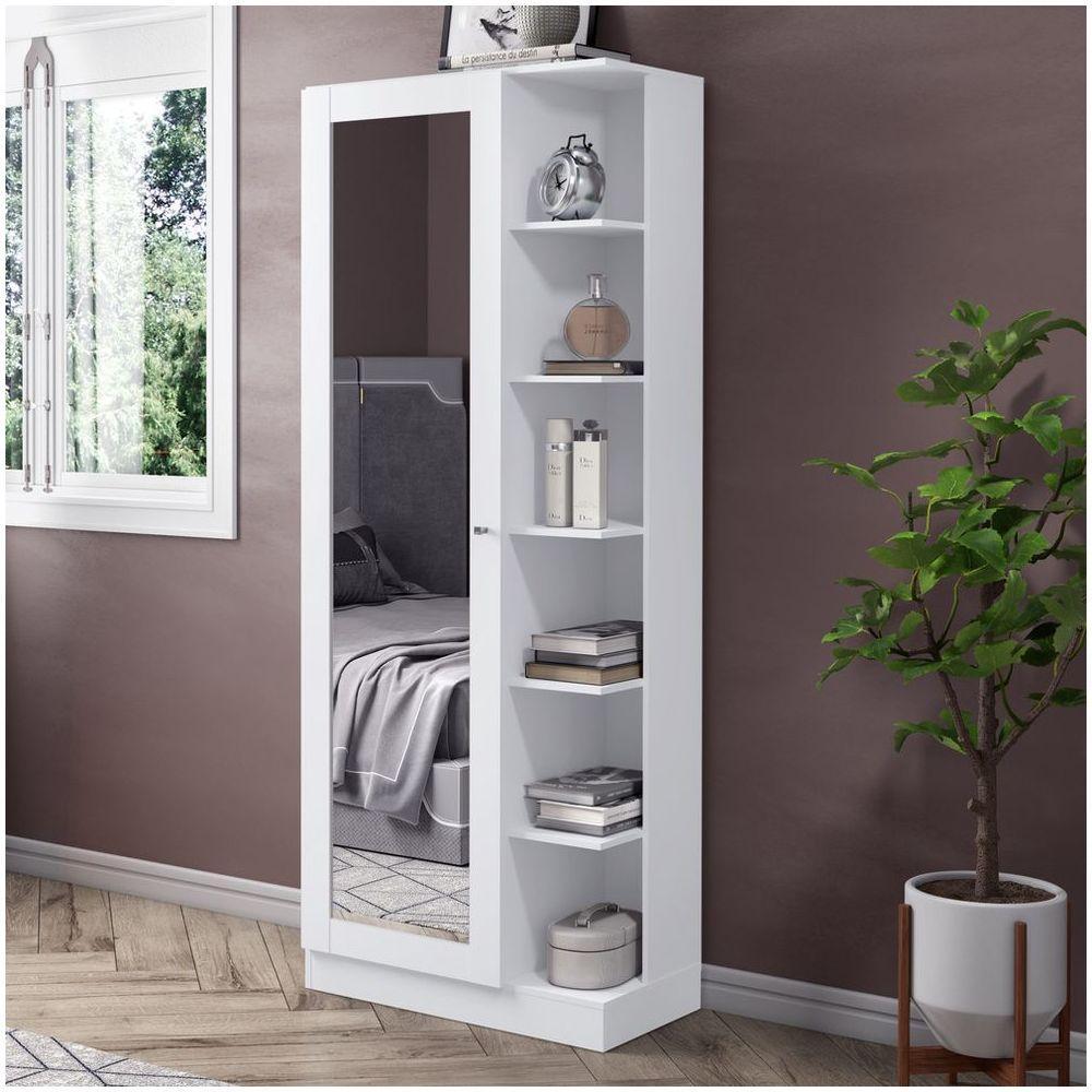 Sapateira 01 Porta Com Espelho 06 Prateleiras Duetto Henn Branco Hp - 2