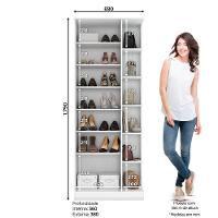 Sapateira 01 Porta Com Espelho 06 Prateleiras Duetto Henn Branco Hp - 7