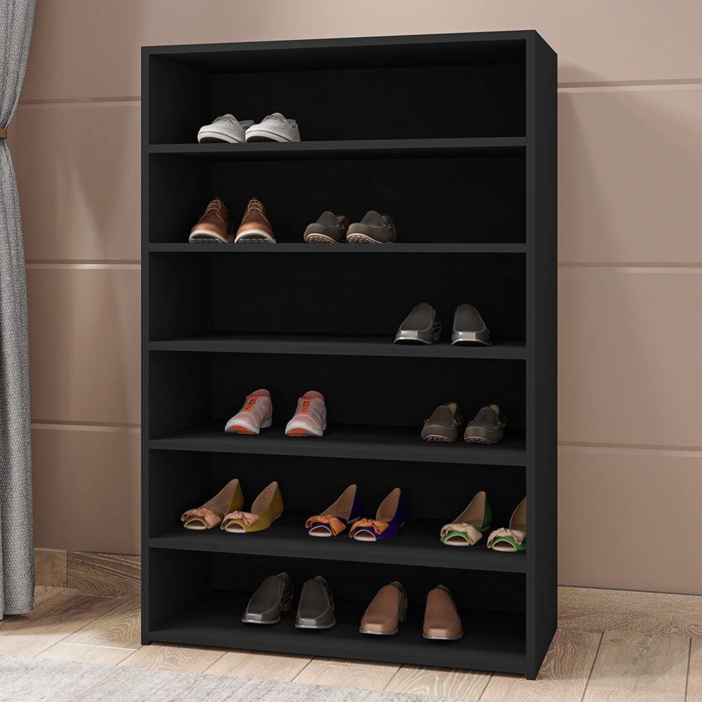 Kit 02 Armários Multiuso Sapateira Laís 5 Prateleiras Preto - 6