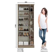 Sapateira Espelho 01 Porta 06 Prateleiras íris Henn Rústico - 4