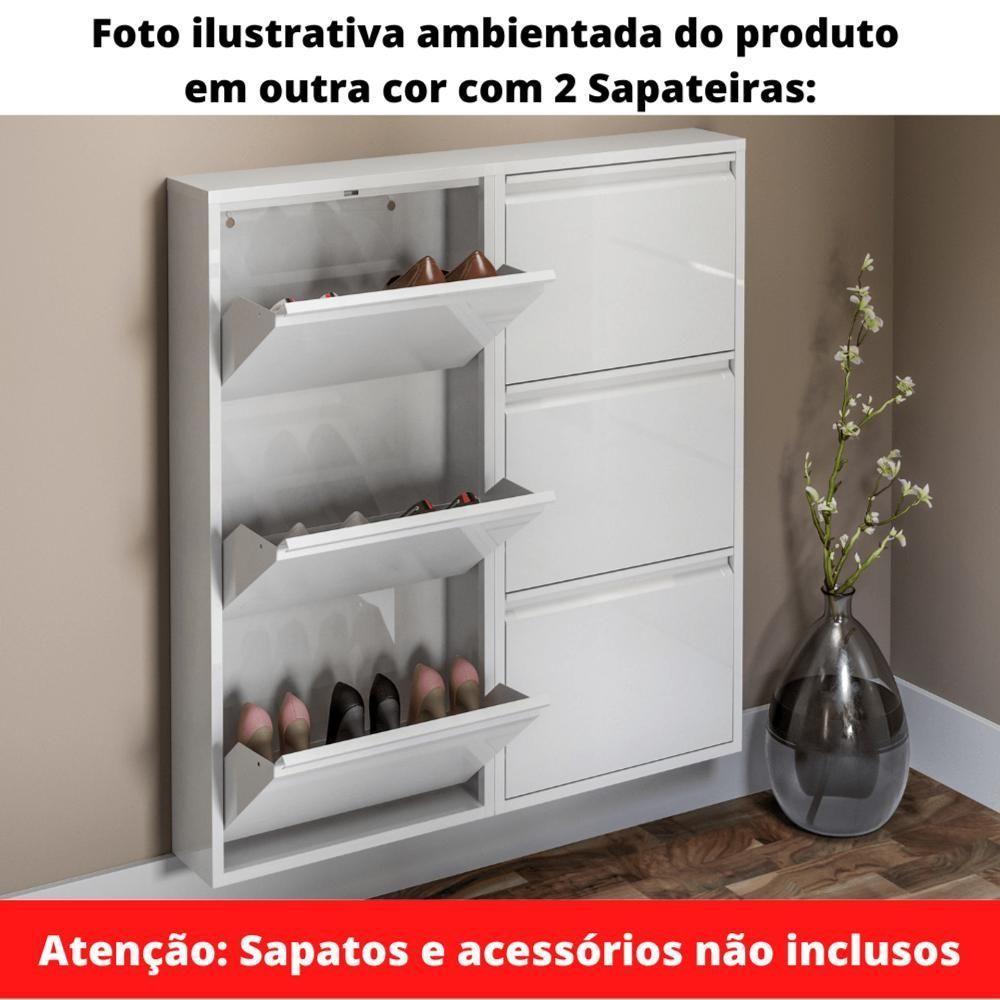 Sapateira De Aço 50 Cm Com 3 Portas Com Abertura Simultânea Na Preta - 3