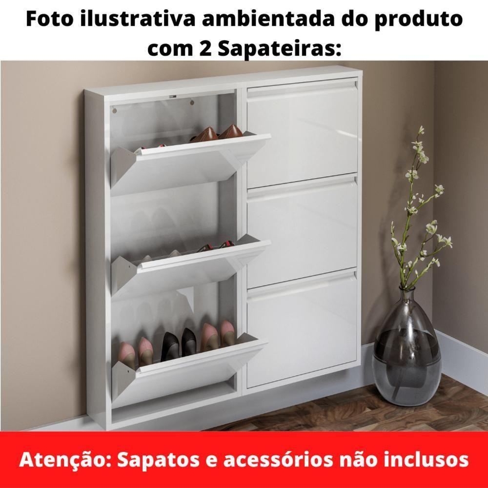 Sapateira De Aço 50 Cm Com 3 Portas Com Abertura Simultânea Na Cor Branca - 2