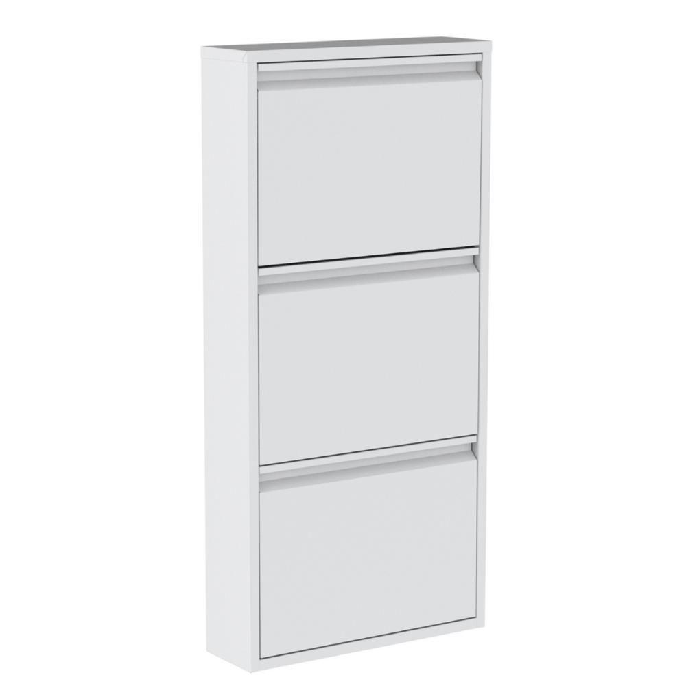 Sapateira De Aço 50 Cm Com 3 Portas Com Abertura Simultânea Na Cor Branca - 3