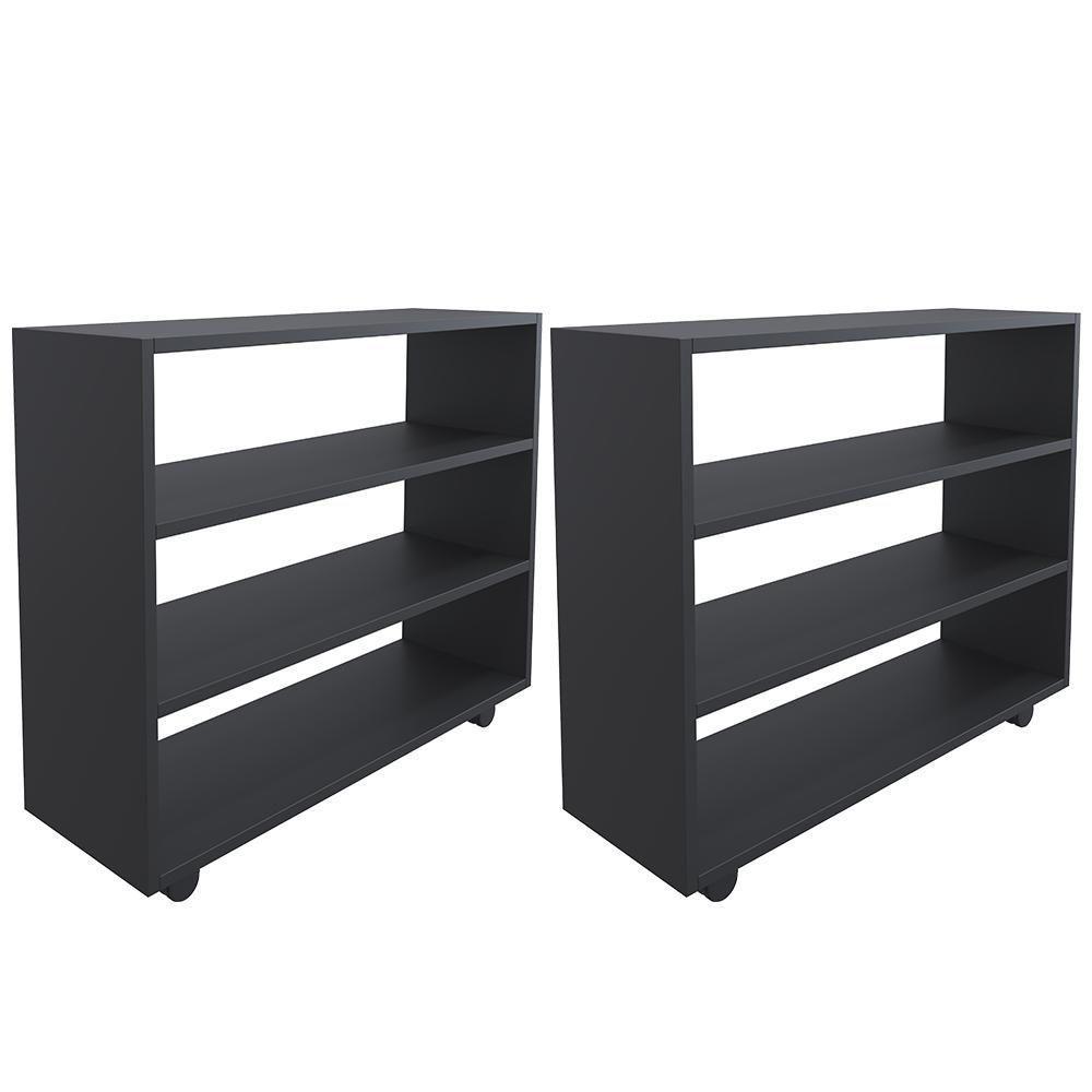 Kit 2 Sapateiras Organizador Com 3 Prateleiras Pérola Preto - 1