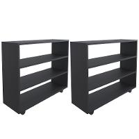 Kit 2 Sapateiras Organizador Com 3 Prateleiras Pérola Preto - 1