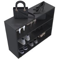 Kit 2 Sapateiras Organizador Com 3 Prateleiras Pérola Preto