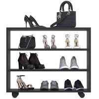 Kit 2 Sapateiras Organizador Com 3 Prateleiras Pérola Preto - 5