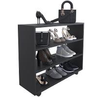 Kit 2 Sapateiras Organizador Com 3 Prateleiras Pérola Preto - 8