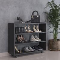 Kit 2 Sapateiras Organizador Com 3 Prateleiras Pérola Preto - 9