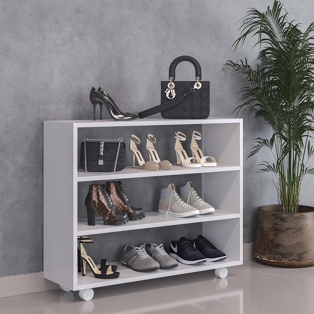 Kit 2 Sapateiras Organizador C/3 Prateleiras Pérola Branco - 9