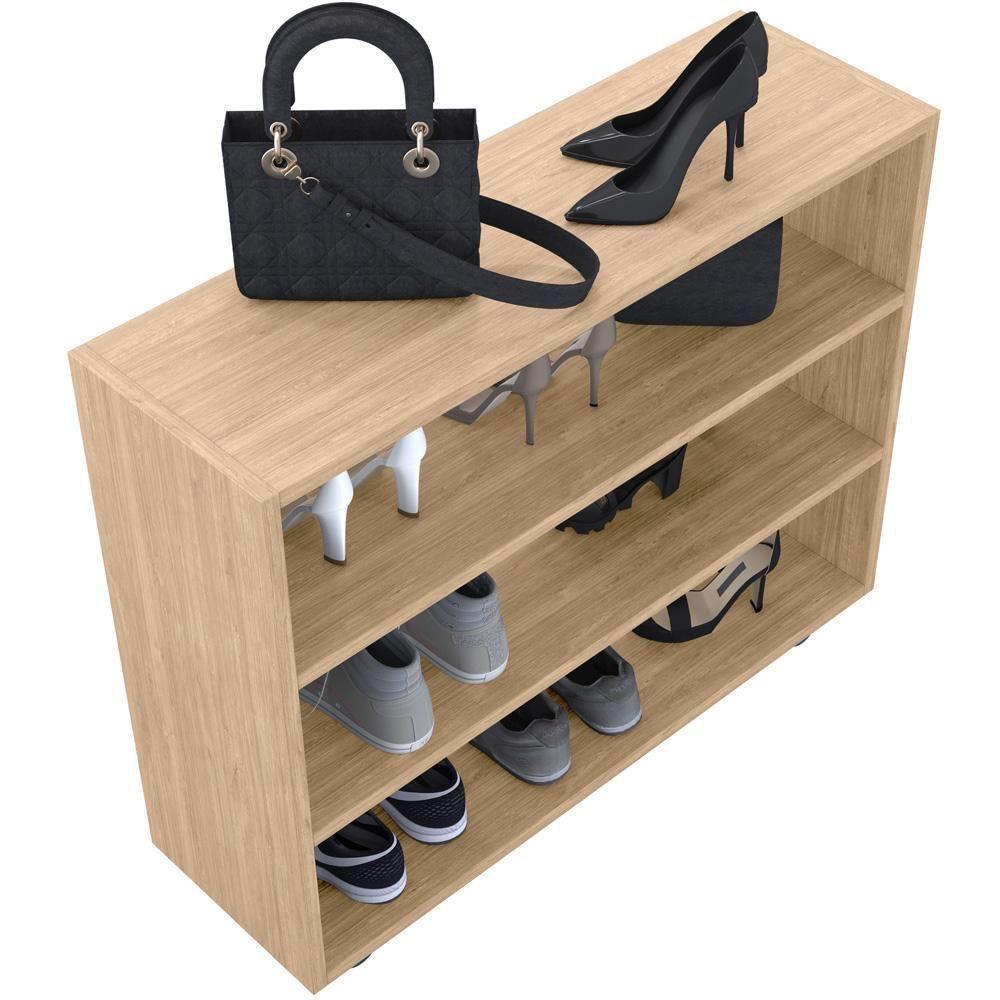 Sapateira Multiuso Organizador Com 03 Prateleiras E Rodizio Pérola L03 Amadeirado - 6