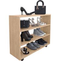 Sapateira Multiuso Organizador Com 03 Prateleiras E Rodizio Pérola L03 Amadeirado - 2