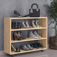 Sapateira Multiuso Organizador Com 03 Prateleiras E Rodizio Pérola L03 Amadeirado - 3