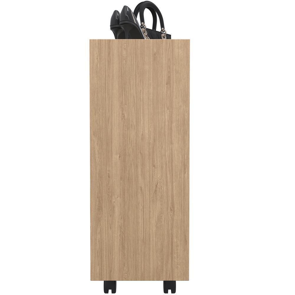 Kit 02 Sapateiras Multiuso Organizador Com 03 Prateleiras E Rodizio Pérola L03 Amadeirado - 7