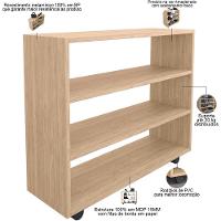 Kit 02 Sapateiras Multiuso Organizador Com 03 Prateleiras E Rodizio Pérola L03 Amadeirado - 3