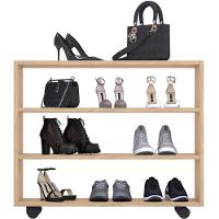 Kit 02 Sapateiras Multiuso Organizador Com 03 Prateleiras E Rodizio Pérola L03 Amadeirado - 5