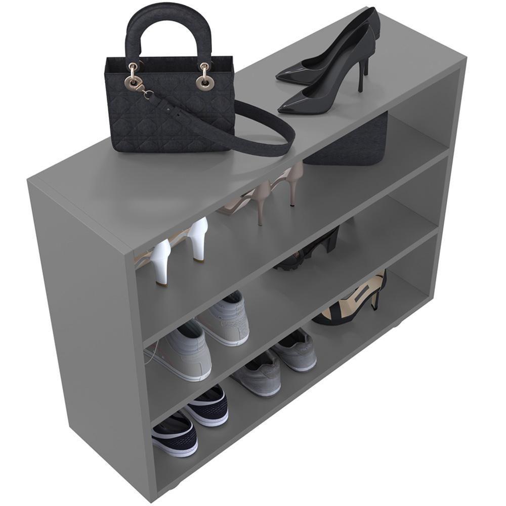 Kit 02 Sapateiras Multiuso Organizador Com 03 Prateleiras E Rodizio Pérola L03 Cinza - 8