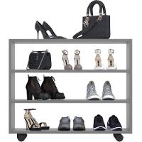 Kit 02 Sapateiras Multiuso Organizador Com 03 Prateleiras E Rodizio Pérola L03 Cinza - 5