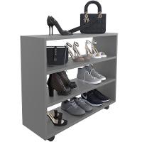 Kit 02 Sapateiras Multiuso Organizador Com 03 Prateleiras E Rodizio Pérola L03 Cinza - 7