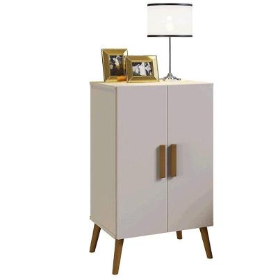 Sapateira Organizador Cali Quarto 2 Portas Pé Madeira Maciça Off White Off White