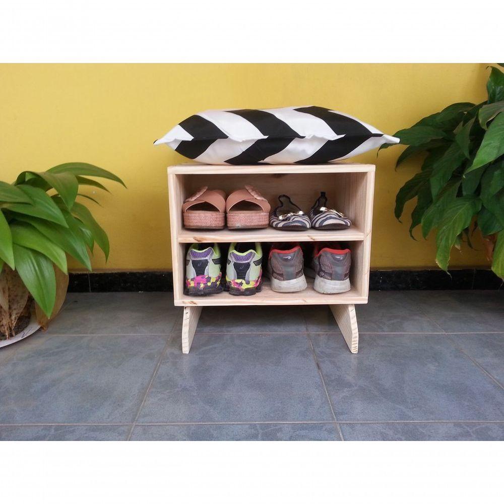 Sapateira Madeira Puff Chevron Preto E Branco - 4