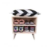 Sapateira Madeira Puff Chevron Preto E Branco - 1