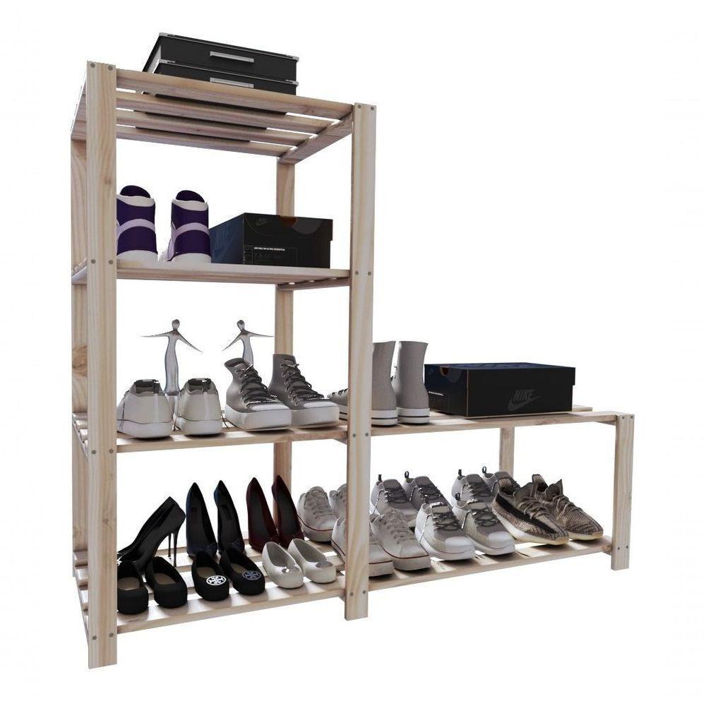 Sapateira Armário Multiuso 2 Retro Madeira Treliça - 4