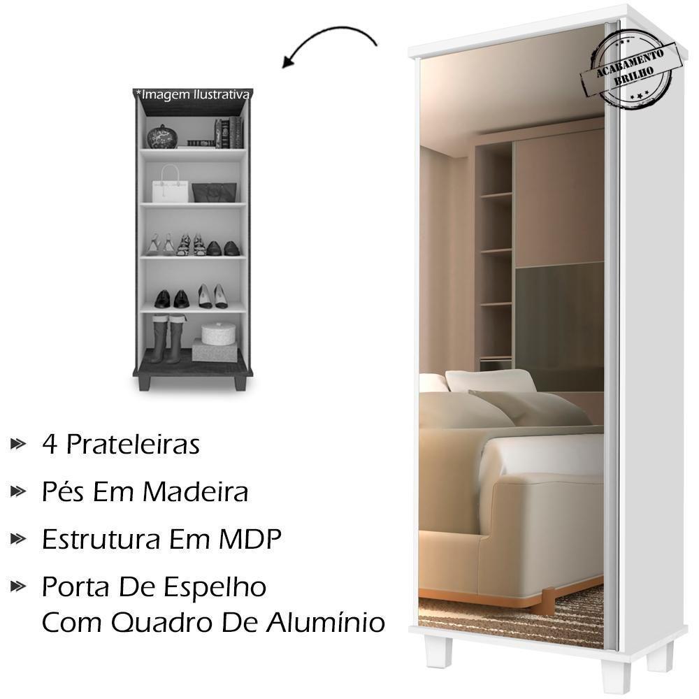 Armario Multiuso Sapateira 1 Porta 0070352 Branco - 8
