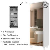 Armario Multiuso Sapateira 1 Porta 0070352 Branco - 8