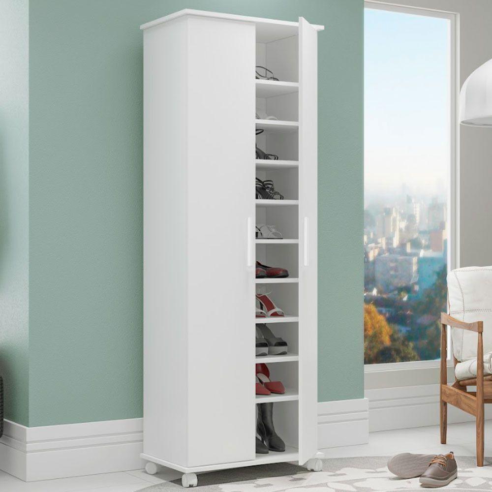 Sapateira Em Mdp Com 2 Portas E 9 Prateleiras Brv Móveis Branco - 3