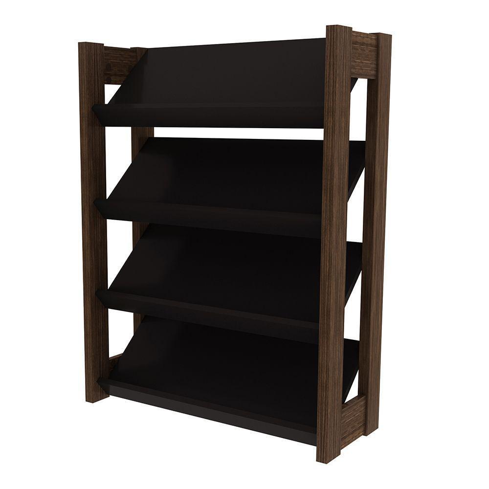 Sapateira Baixa Para Quarto Az1025 Mdp Preto/Nogal - 3