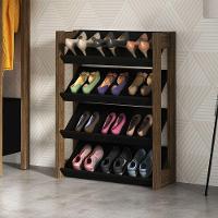 Sapateira Baixa Para Quarto Az1025 Mdp Preto/Nogal - 5