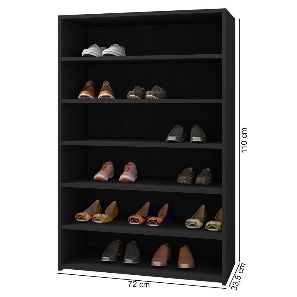 Kit 02 Armários Multiuso Sapateira 5 Prateleiras Preto - 3