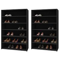 Kit 02 Armários Multiuso Sapateira 5 Prateleiras Preto - 1