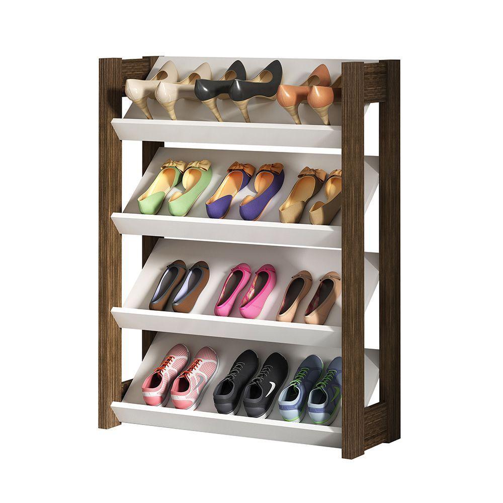 Sapateira Baixa Para Quarto Az1025 Mdp Branco/Nogal - 1