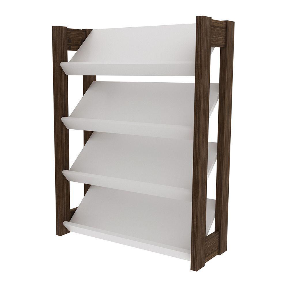 Sapateira Baixa Para Quarto Az1025 Mdp Branco/Nogal - 6