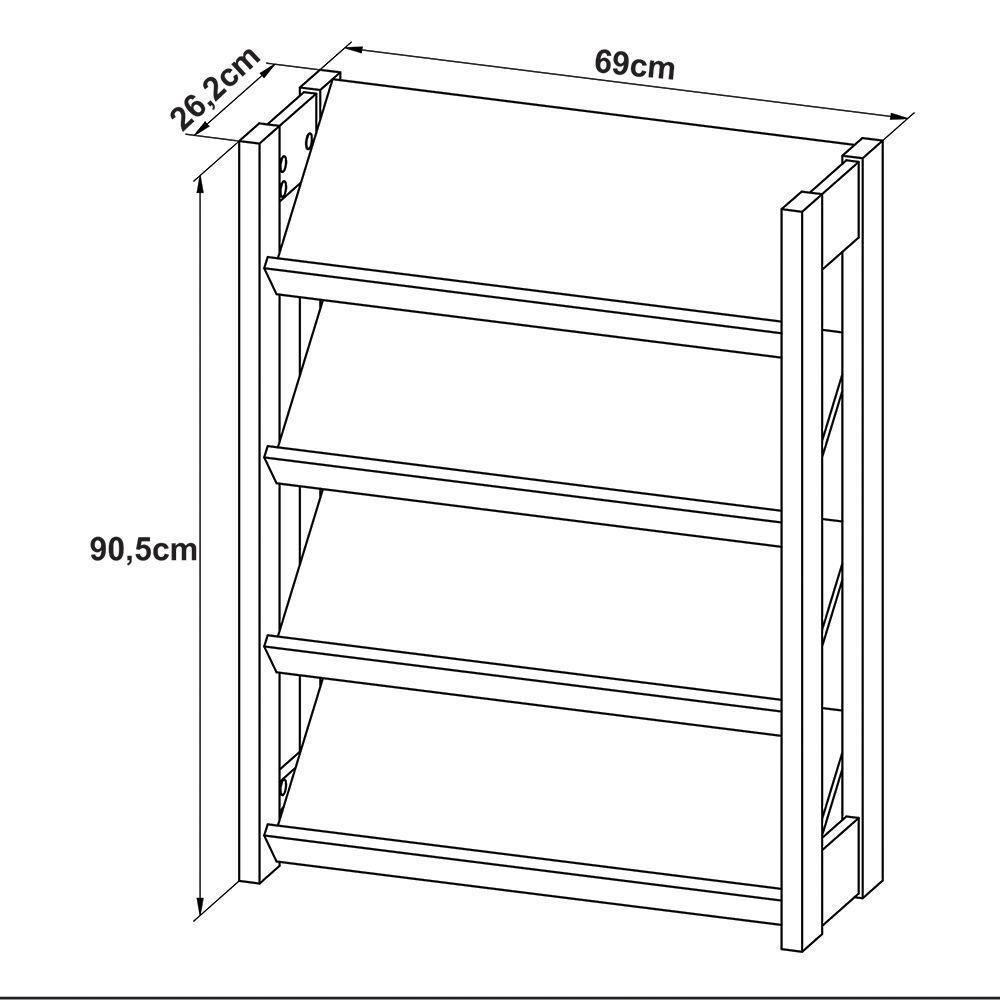 Sapateira Baixa Para Quarto Az1025 Mdp Branco/Nogal - 10