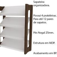 Sapateira Baixa Para Quarto Az1025 Mdp Branco/Nogal - 9
